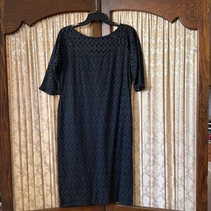 Fermin O’Gradie Vintage Black Cotton Lined Eyelet Design Dress 10-12